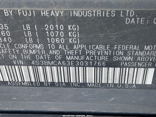 4S3BMCA63E3031766 Subaru Legacy 2.5i