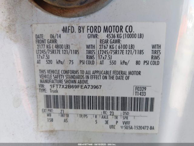 1FT7X2B69FEA73967 Ford F-250 Xl