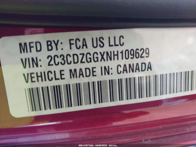 2C3CDZGGXNH109629 Dodge Challenger Sxt Awd