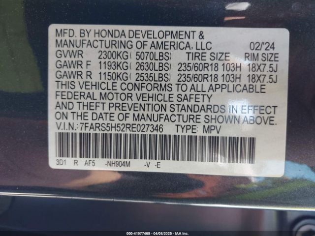 7FARS5H52RE027346 Honda Cr-v Hybrid Sport