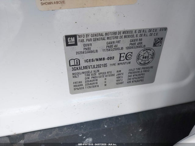 3GKALMEV7JL282105 GMC Terrain Sle