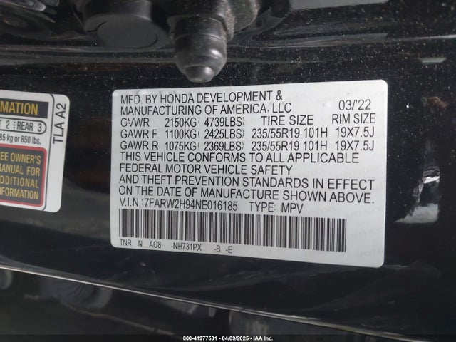 Honda Cr-v Awd Touring 2022 7FARW2H94NE016185 Image 9