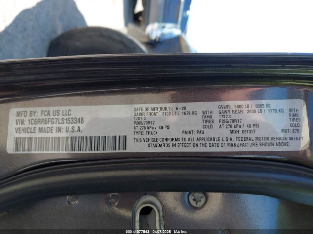 1C6RR6FG7LS153348 RAM 1500 Classic Tradesman  4x2 6'4 Box