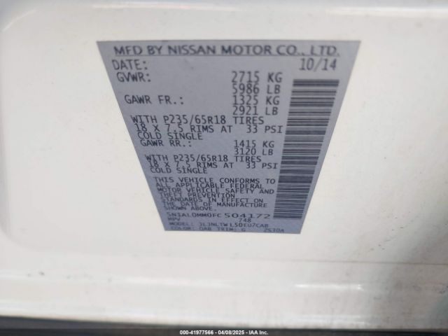 5N1AL0MM0FC504172 Infiniti QX60