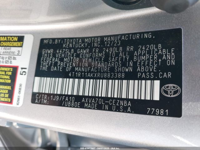 4T1R11AKXRU883388 Toyota CAMRY LE