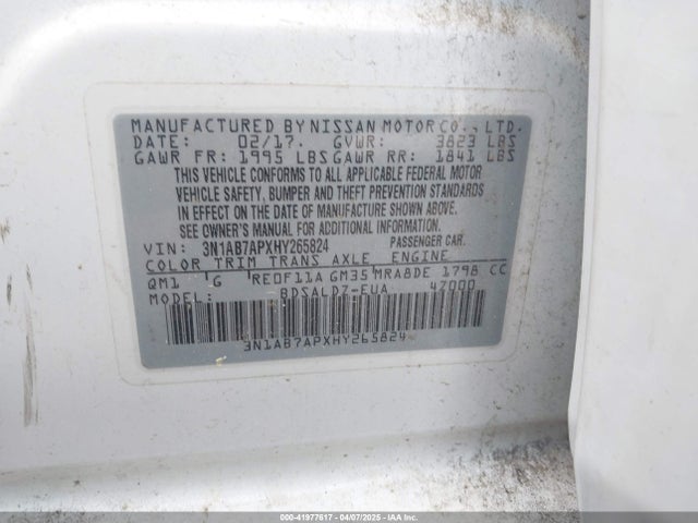 3N1AB7APXHY265824 Nissan SENTRA SV