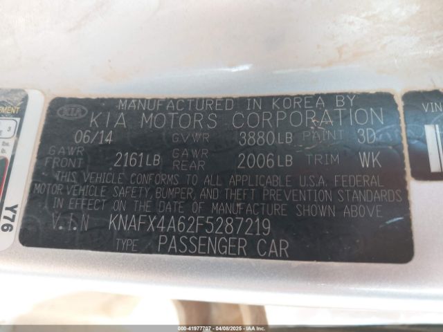 KNAFX4A62F5287219 KIA FORTE LX
