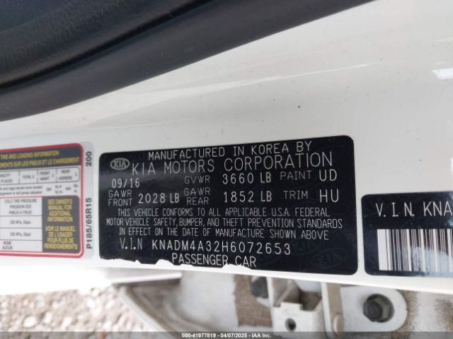KNADM4A32H6072653 KIA RIO LX
