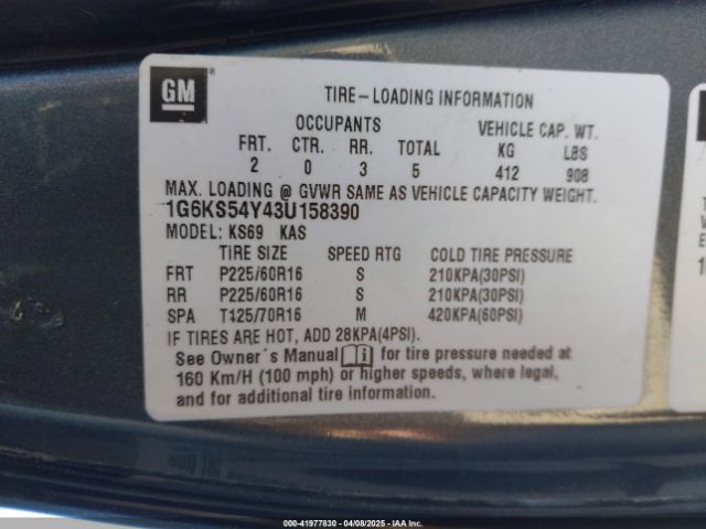 2003 CADILLAC SEVILLE 1G6KS54Y43U158390 Photo 8