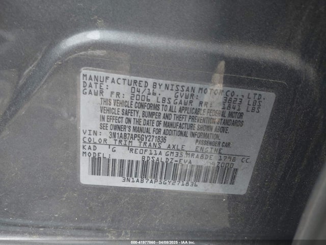 3N1AB7AP5GY271836 Nissan SENTRA SV