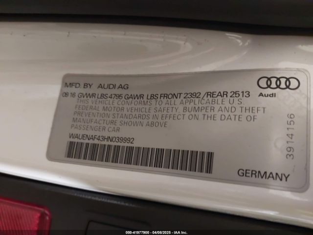 WAUENAF43HN039992 Audi A4 2.0t Premium