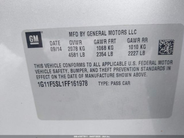 1G11F5SL1FF161978 Chevrolet Malibu 1lz