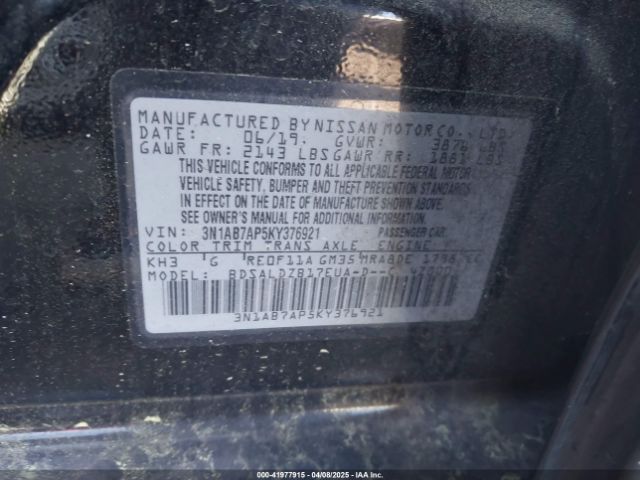 3N1AB7AP5KY376921 Nissan SENTRA SV