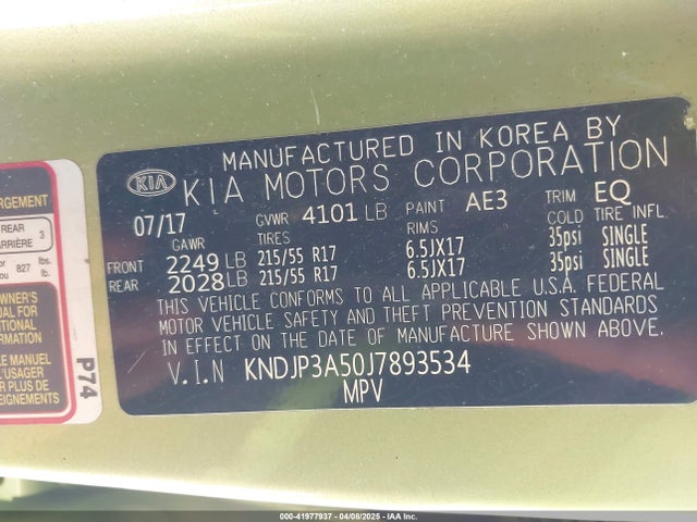 KNDJP3A50J7893534 KIA SOUL +