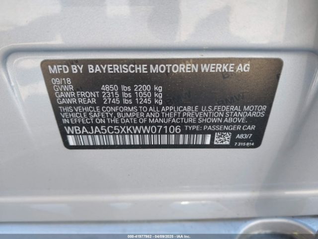WBAJA5C5XKWW07106 BMW 530I