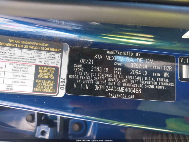 3KPF24AD4ME406468 KIA Forte Lxs