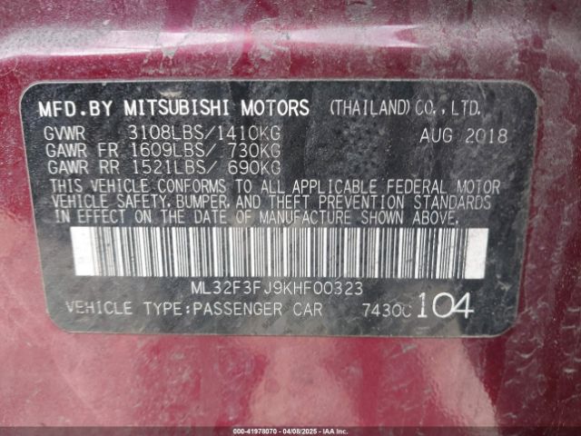 2019 MITSUBISHI MIRAGE G4 ML32F3FJ9KHF00323 Photo 8