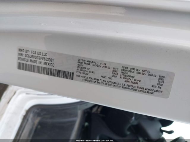 3C6LRVDG9PE603061 RAM Promaster 2500 High Roof 159 Wb