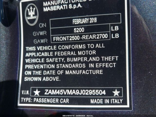 ZAM45VMA9J0295504 Maserati Granturismo Mc/sport