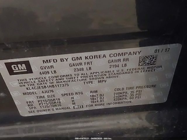 KL4CJESB1HB117375 Buick Encore Preferred