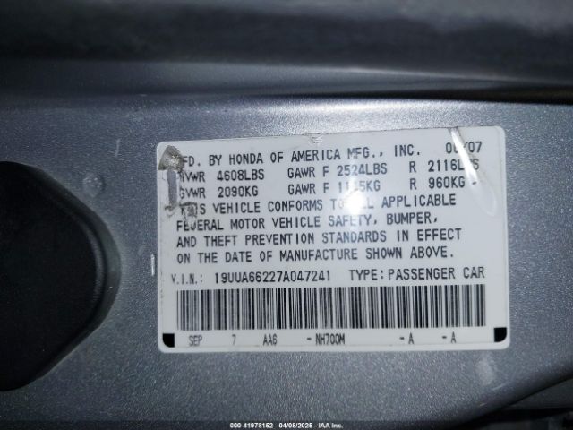2007 ACURA TL 19UUA66227A047241 Photo 8