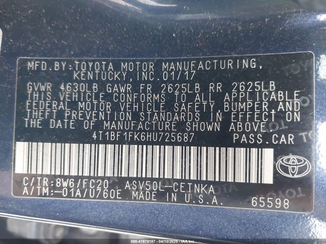 4T1BF1FK6HU725687 Toyota CAMRY LE
