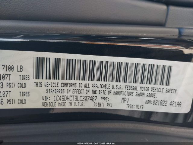 1C4SDHCT3LC307487 Dodge Durango R/t Rwd