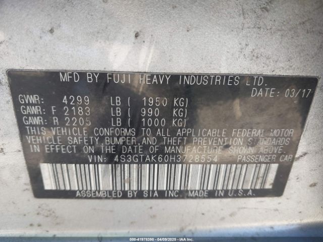 4S3GTAK60H3728554 Subaru Impreza 2.0i Sport
