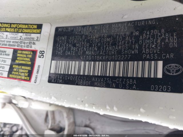 4T1G11BKXPU103277 Toyota Camry Se Nightshade Edition Awd