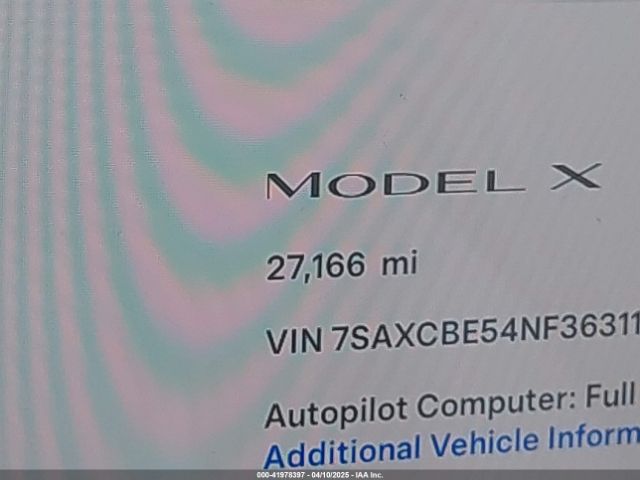 7SAXCBE54NF363113 Tesla Model X Dual Motor All-wheel Drive