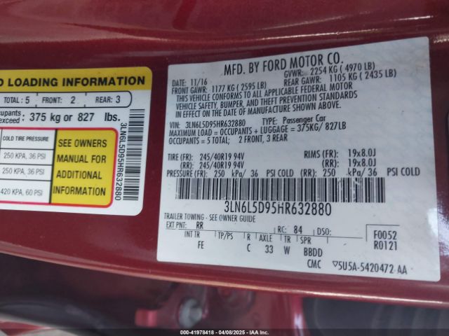 3LN6L5D95HR632880 Lincoln MKZ SELECT