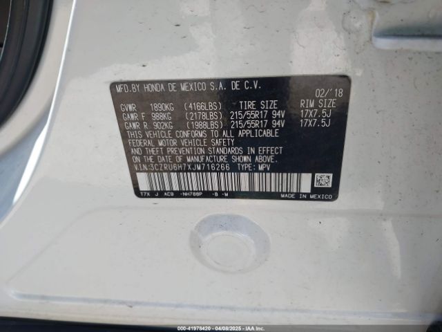 3CZRU6H7XJM716266 Honda Hr-v Ex-l