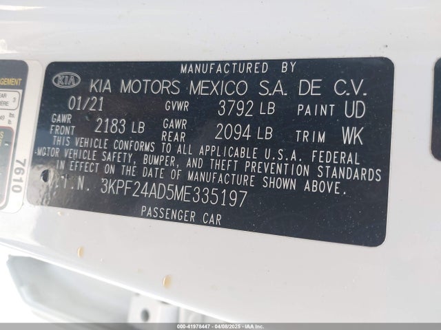 KIA Forte Lxs 2021 3KPF24AD5ME335197 Image 9