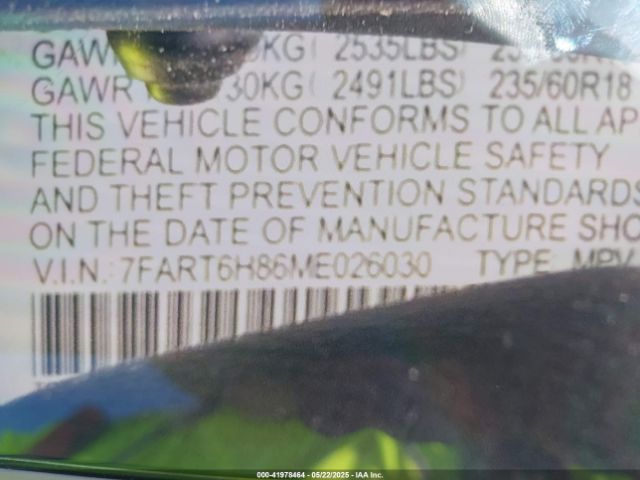 7FART6H86ME026030 Honda Cr-v Hybrid Ex-l