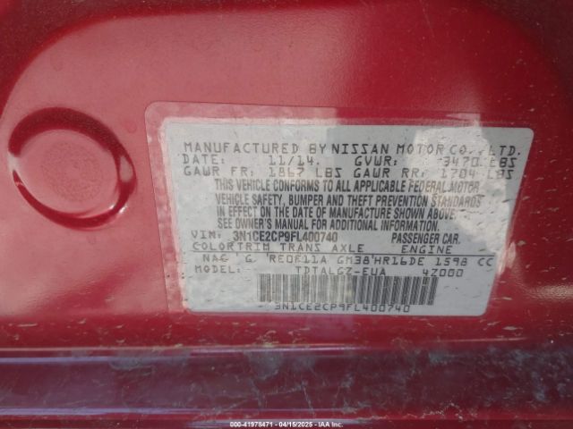 3N1CE2CP9FL400740 Nissan Versa Note Sr
