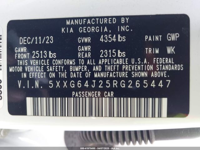 2024 KIA K5 5XXG64J25RG265447 Photo 8