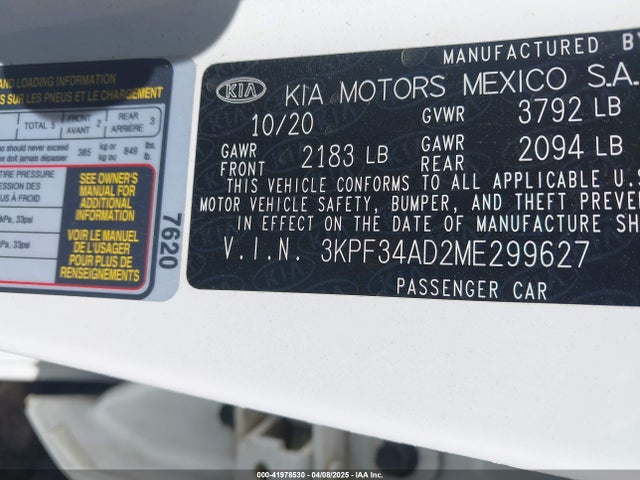 KIA mpi nu 2021 3KPF34AD2ME299627 Image 9