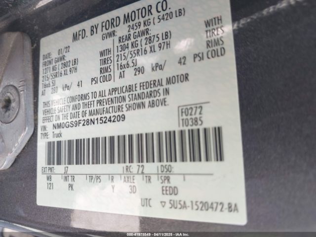 NM0GS9F28N1524209 Ford Transit Connect Xlt Passenger Wagon