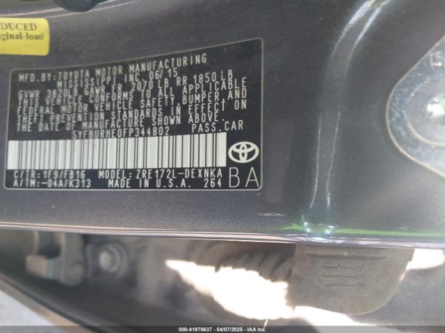 5YFBURHE0FP344802 Toyota COROLLA LE
