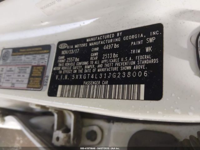 5XXGT4L31JG238006 KIA Optima S