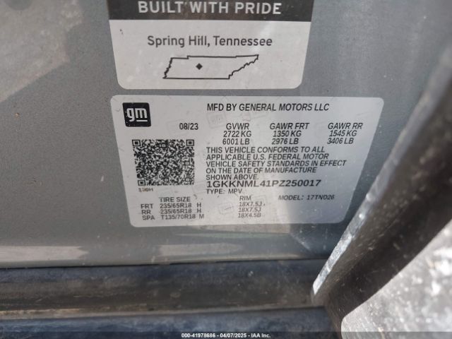 1GKKNML41PZ250017 GMC Acadia Fwd Slt