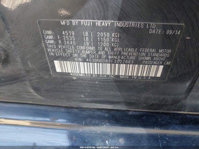 Subaru Legacy 2.5i Premium 2015 4S3BNBD60F3022883 Image 9