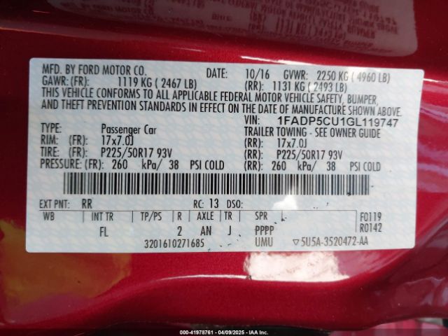 1FADP5CU1GL119747 Ford C-max Energi Sel