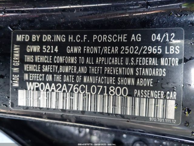 2012 PORSCHE PANAMERA WP0AA2A76CL071800 Photo 8