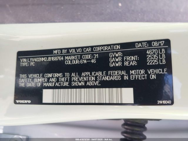 LYV402HM2JB168764 Volvo S60 Inscription T5 Platinum