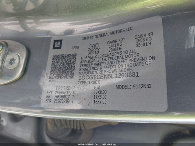 1GCGTCEN5L1203881 Chevrolet Colorado 4wd  Short Box Lt