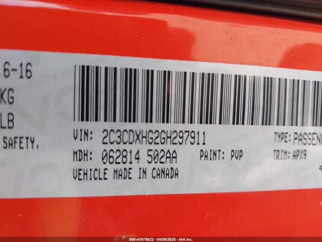 2C3CDXHG2GH297911 Dodge Charger Sxt