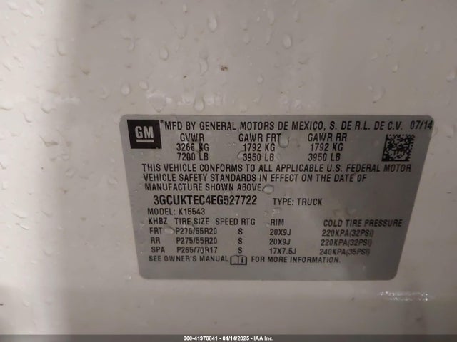 3GCUKTEC4EG527722 Chevrolet Silverado 1500