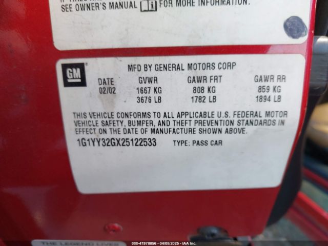 2002 CHEVROLET CORVETTE 1G1YY32GX25122533 Photo 8