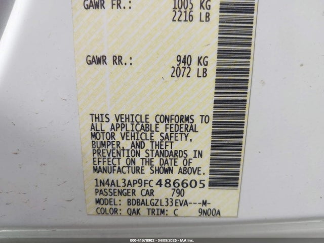 1N4AL3AP9FC486605 Nissan Altima 2.5 S